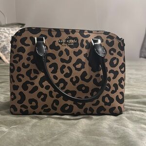 Kate Spade Tan and Black Crossbody Bag with Leopard Print